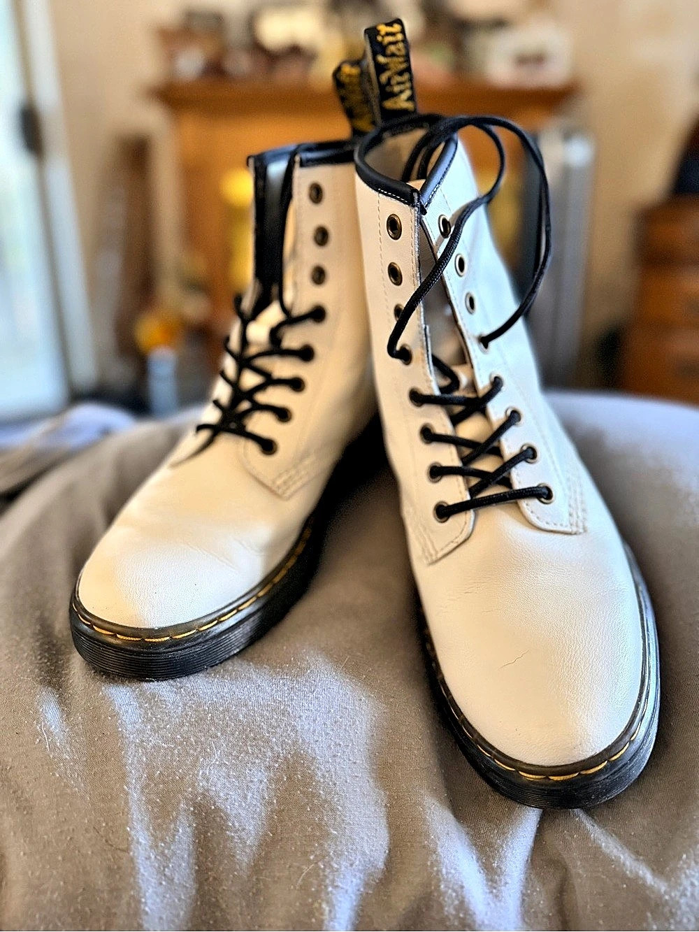 Dr. Martens Zavala White Combat Boots US 8
